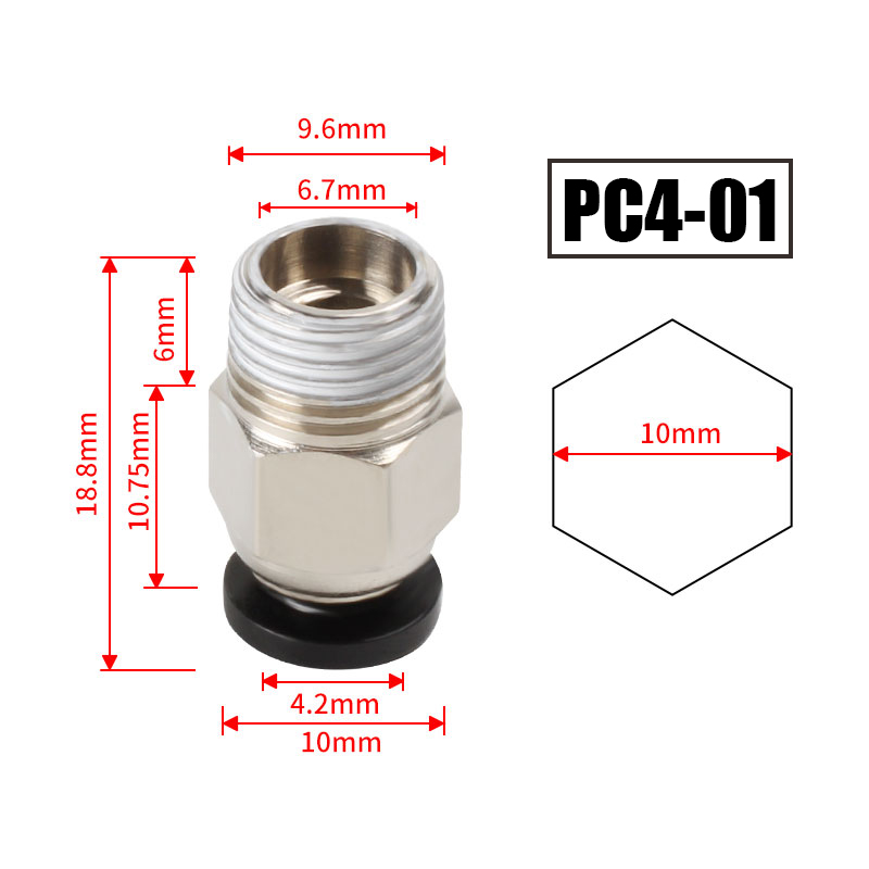 10pcs/lot PC4-M10 Pneumatic Co - Ptfe Tape Thread บทวิจารณ์และราคา