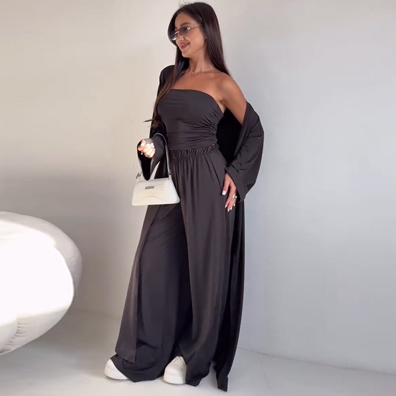 Pants Sets Women Solid Color L - Pipe Bending Spring บทวิจารณ์และราคา