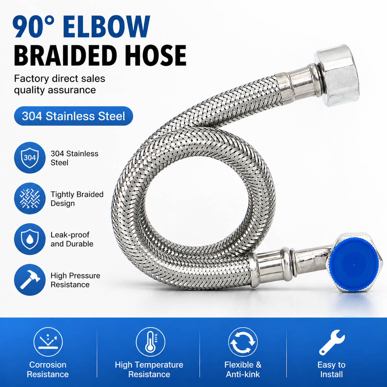 304 Stainless Steel Hose Angle - Flexible Hose Braided บทวิจารณ์และราคา
