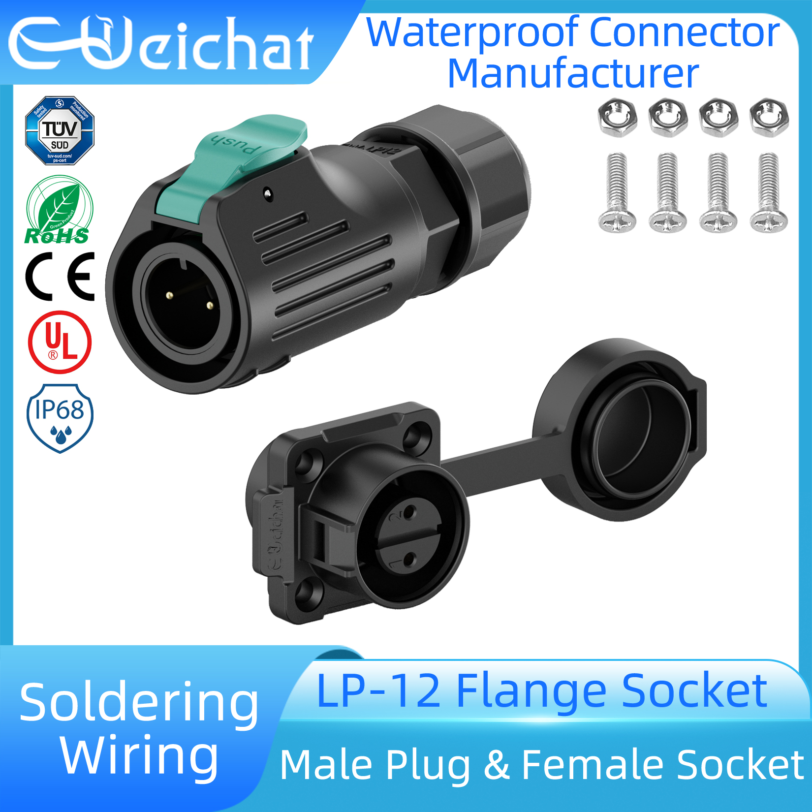 LP12 M12 IP68 Waterproof Outdo - Push Fit Connector บทวิจารณ์และราคา